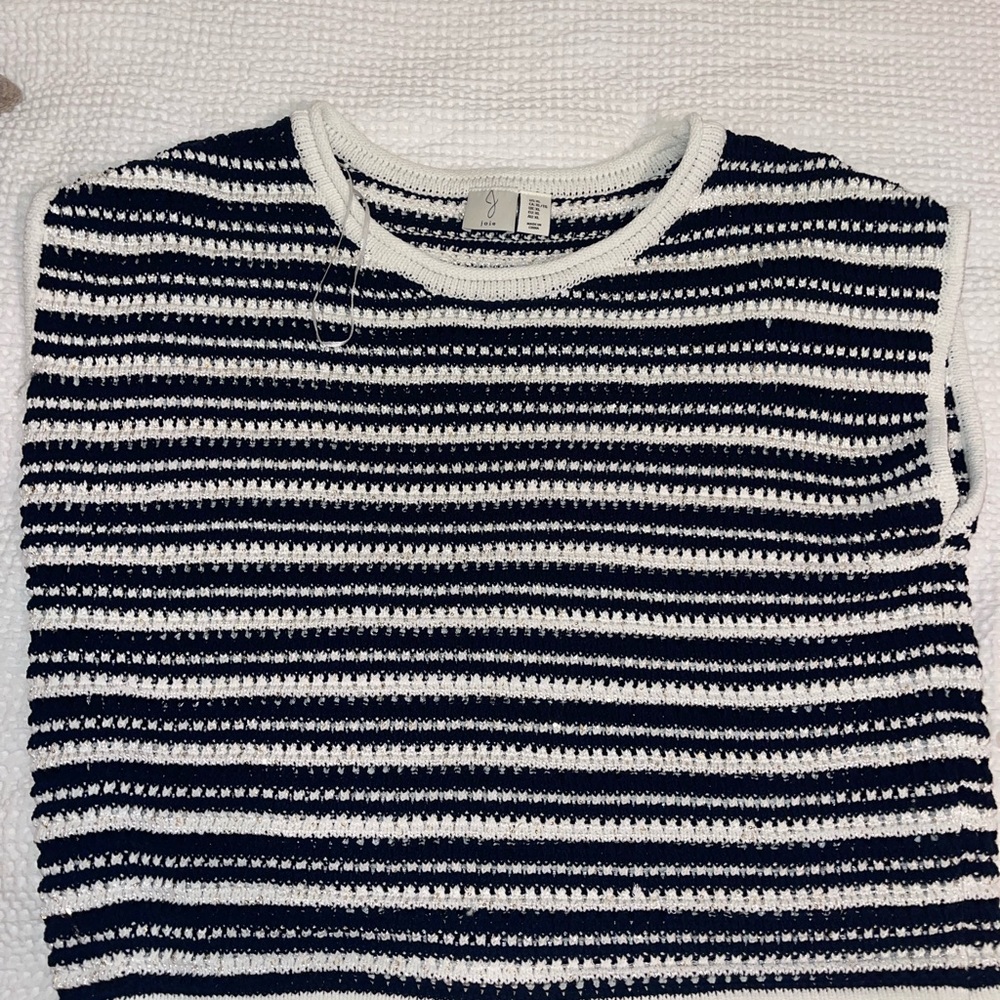 Striped Navy blue and White Sweater